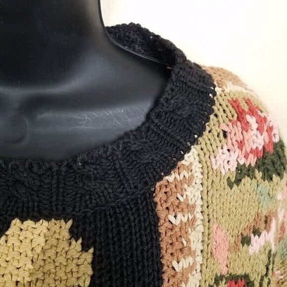 Jennifer Reed Womens Floral Sweater Size Medium Vintage 80s Hand Knit Romantic - Picture 4 of 8